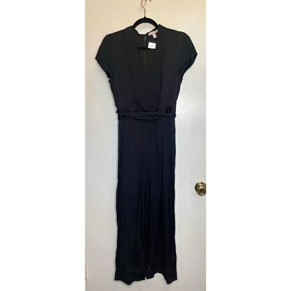 Chelsea.28 Jumpsuit Size Medium Black Cap Sleeve Belted Wide Leg Pants NWT - Picture 4 of 14